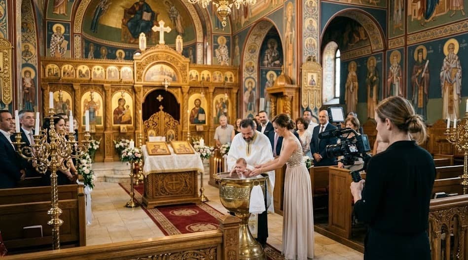 Βιντεογράφηση μιας βάπτισης